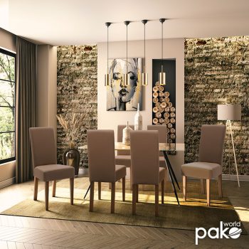 Alternative view of Καρέκλα Ditta  PU ανοικτό καφέ-πόδι μασίφ ξύλο καρυδί
