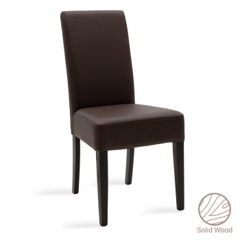 Καρέκλα Ditta pakoworld PU σκούρο καφέ-πόδι μασίφ ξύλο wenge 047-000033