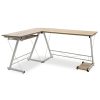 Γραφείο γωνιακό Levi pakoworld-MDF χρώμα oak-λευκό 158x120x73εκ 072-000022