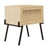Κομοδίνο Hamer pakoworld μαύρο-φυσικό 48x34x51εκ 119-001093