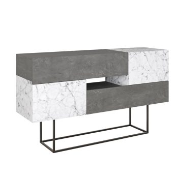 Μπουφές Roberta pakoworld γκρι antique-λευκό μαρμάρου 145x40x82εκ 119-001103