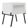 Κομοδίνο Hamer pakoworld μαύρο-λευκό 48x34x51εκ 119-001113
