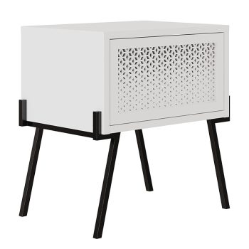 Κομοδίνο Hamer pakoworld μαύρο-λευκό 48x34x51εκ 119-001113