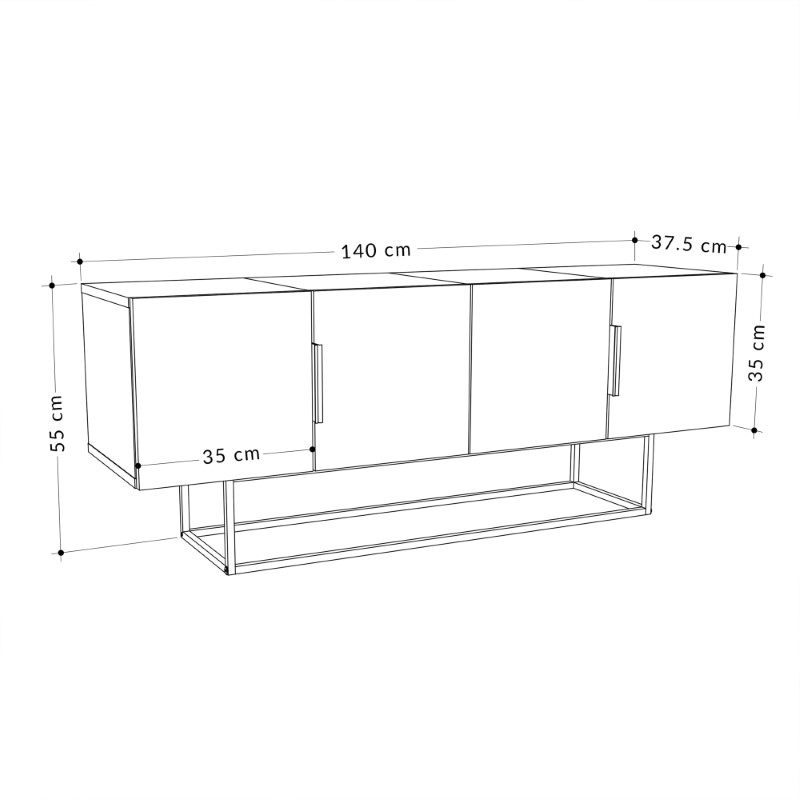 Έπιπλο τηλεόρασης Tontini φυσικό-λευκό 140x37.5x55εκ - Image 5