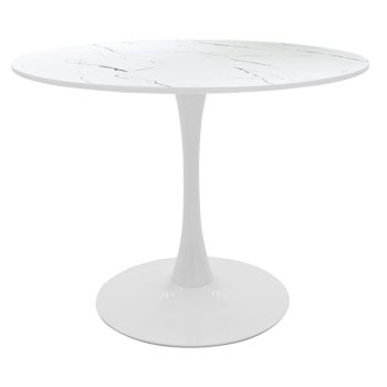 Τραπέζι Balou I pakoworld MDF λευκό μαρμάρου Φ120x75εκ 127-000167