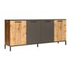 Μπουφές Kermit pakoworld ανθρακί-oak 160x40x72εκ 176-000017