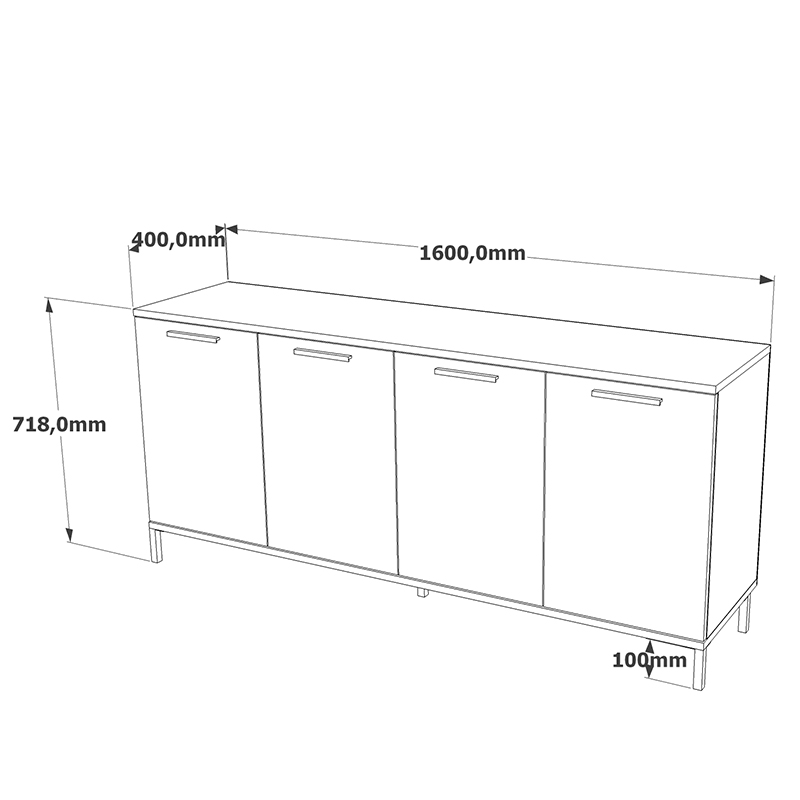 Μπουφές Kermit ανθρακί-oak 160x40x72εκ - Image 5