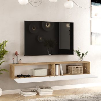 Alternative view of Έπιπλο τηλεόρασης επιτοίχιο Dello  λευκό-oak 180x31.6x29.6εκ
