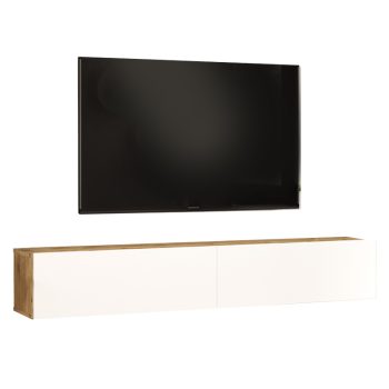 Έπιπλο τηλεόρασης επιτοίχιο Dello pakoworld λευκό-sonoma 180x31.6x29.6εκ 176-000059