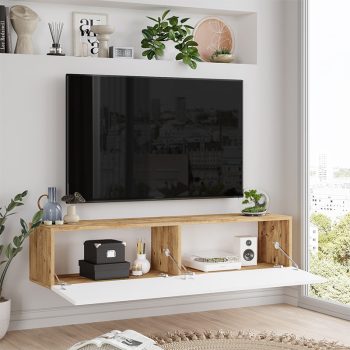 Alternative view of Έπιπλο τηλεόρασης επιτοίχιο Serit  λευκό-sonoma 140x31.6x29.6εκ
