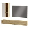 Σύνθετο σαλονιού επιτοίχιο Topaz pakoworld sonoma-λευκό 174.5x27x145εκ 176-000102