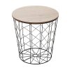 Βοηθητικό τραπέζι σαλονιού Cabel pakoworld oak-μαύρο Φ37.5x37εκ 199-000096