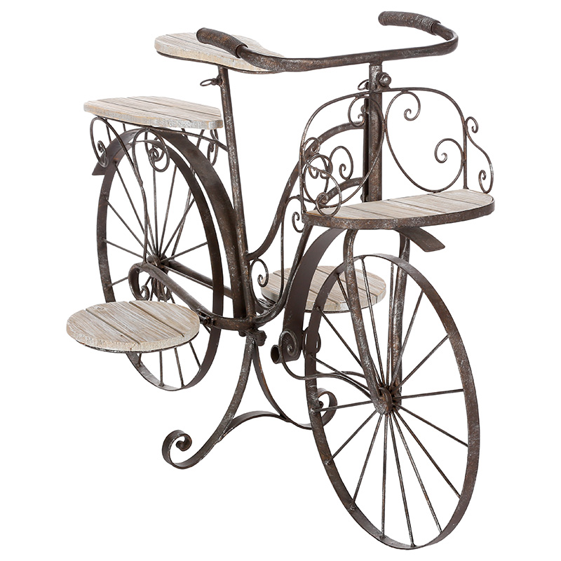 Ραφιέρα-σταντ φυτών Bicycle pakoworld καφέ σφυρήλατο 97x46x64εκ 199-000254