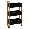 Τρόλεϊ-ραφιέρα 3όροφη Jastin pakoworld MDF μαύρο-φυσικό 41x20x80εκ 199-000483
