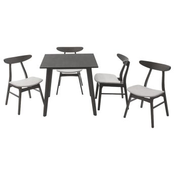 Alternative view of Tραπεζαρία Benson - Orlean  σετ 5τμχ rustic grey - ύφασμα γκρι 80x80x75εκ