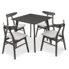 Tραπεζαρία Benson - Orlean pakoworld σετ 5τμχ rustic grey - ύφασμα γκρι 80x80x75εκ 200-000179