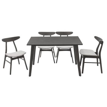Alternative view of Tραπεζαρία Benson - Orlean  σετ 5τμχ rustic grey-ύφασμα γκρι 120x75x75εκ