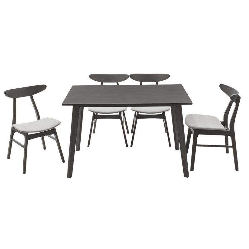 Tραπεζαρία Benson - Orlean σετ 5τμχ rustic grey-ύφασμα γκρι 120x75x75εκ - Image 2