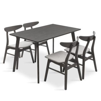 Tραπεζαρία Benson - Orlean pakoworld σετ 5τμχ rustic grey-ύφασμα γκρι 120x75x75εκ 200-000185