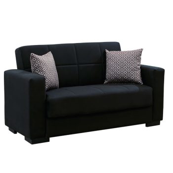 Kαναπές κρεβάτι Vox pakoworld 2θέσιος ύφασμα μαύρο 148x77x80εκ 213-000006