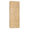 Ντουλάπα δίφυλλη και πατάρι Zelia pakoworld φυσικό 79x42x240εκ. 249-000045