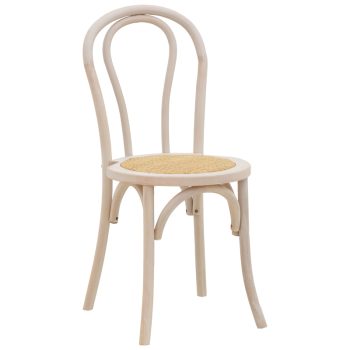 Καρέκλα Azhel pakoworld white wash ξύλο οξιάς-έδρα φυσικό rattan 41x50x89εκ 263-000018