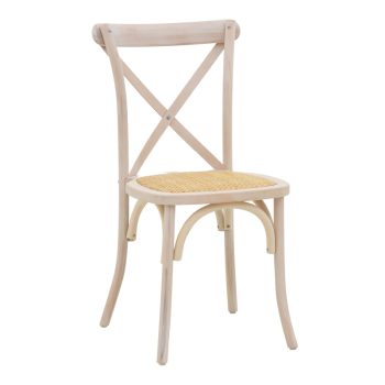 Καρέκλα Dylon pakoworld white wash ξύλο οξιάς-έδρα φυσικό rattan 48x52x89εκ 263-000021