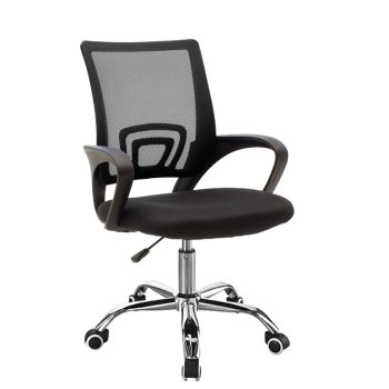 Καρέκλα γραφείου εργασίας Berto chrome pakoworld ύφασμα mesh μαύρο 56x47x85-95εκ 274-000004