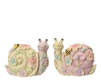 Σαλιγκάρι polyresin με λουλούδια 13x8x11cm assorted 830481