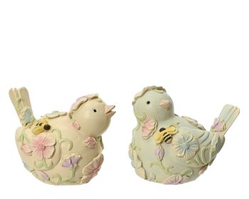 Πουλάκι polyresin με λουλούδια 9x7x7cm assorted 830482