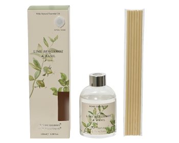 Γυάλινο Diffuser Lime Pergamont & Basil 6.5x6.5x20.5cm white 880255