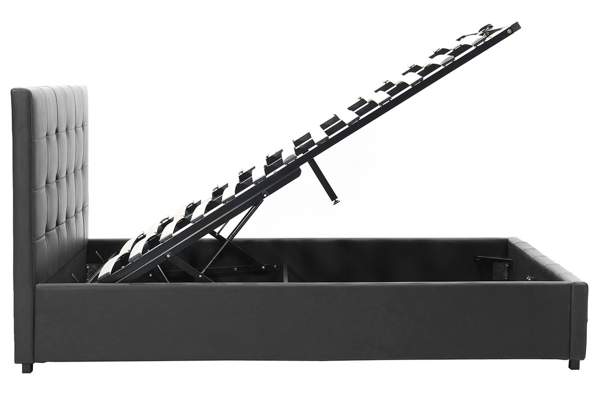 Κρεβάτι Roi 160x200 PU μαύρο ματ + αποθηκευτικό χώρο - Image 6