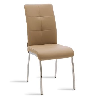 Καρέκλα Ariadne pakoworld PU μόκα-πόδι χρωμίου 029-000071