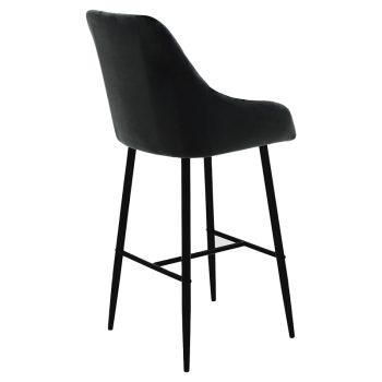 Alternative view of Σκαμπό bar Patrin  μεταλλικό μαύρο-βελούδο μαύρο