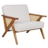 Πολυθρόνα Claudia pakoworld ύφασμα μπεζ-pe rattan-rubberwood φυσικό 046-000019