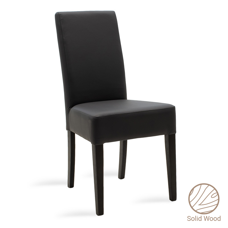 Καρέκλα Ditta pakoworld PU ανθρακί-πόδι μασίφ ξύλο wenge 047-000035