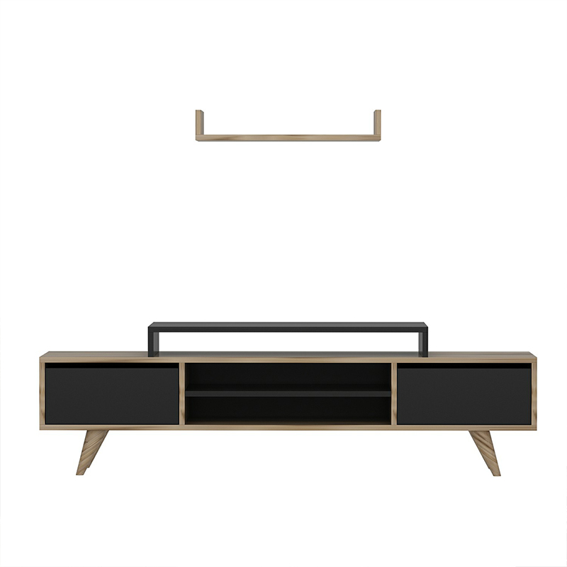 Σύνθετο σαλονιού Melis χρώμα καρυδί - μαύρο 160x30x48εκ - Image 3