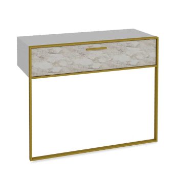 Κονσόλα Marble pakoworld χρώμα λευκό μαρμάρου-χρυσό 90x38