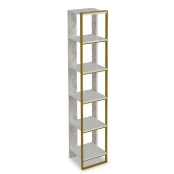 Βιβλιοθήκη Marble pakoworld χρώμα λευκό μαρμάρου-χρυσό 32x31