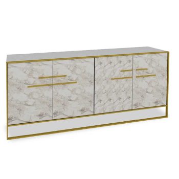 Μπουφές Marble pakoworld χρώμα λευκό μαρμάρου-χρυσό 180x47