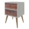 Κομοδίνο Virtue pakoworld χρώμα λευκό γκρι-καρυδί 40x35x55εκ 071-000895