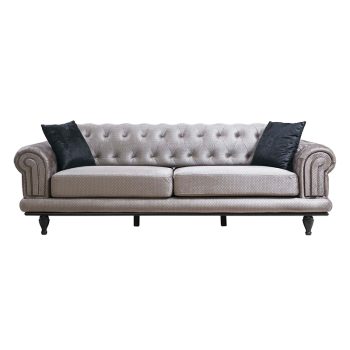 Καναπές 3θέσιος PWF-0522 pakoworld ύφασμα γκρι-μαύρο 230x95x78εκ 071-001165