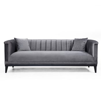 Καναπές 3θέσιος PWF-0541 pakoworld βελούδο ανθρακί 255x89x79εκ 071-001241