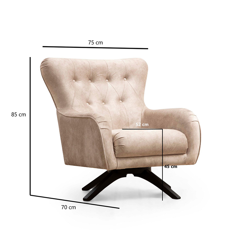 Πολυθρόνα PWF-0567 ύφασμα μπεζ 85x78x91εκ - Image 3