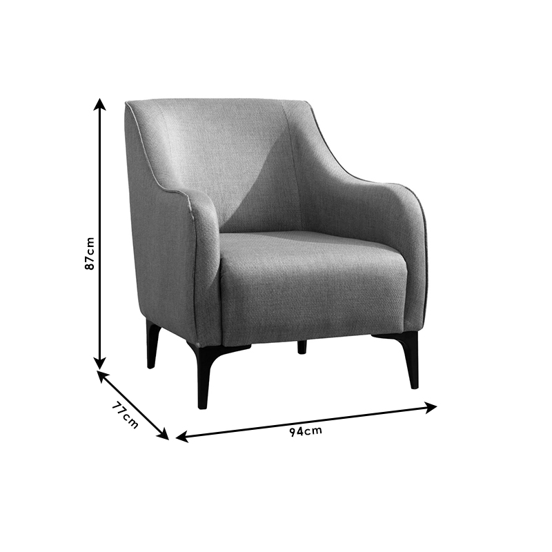 Πολυθρόνα PWF-0565 ύφασμα γκρι 94x77x87εκ - Image 4