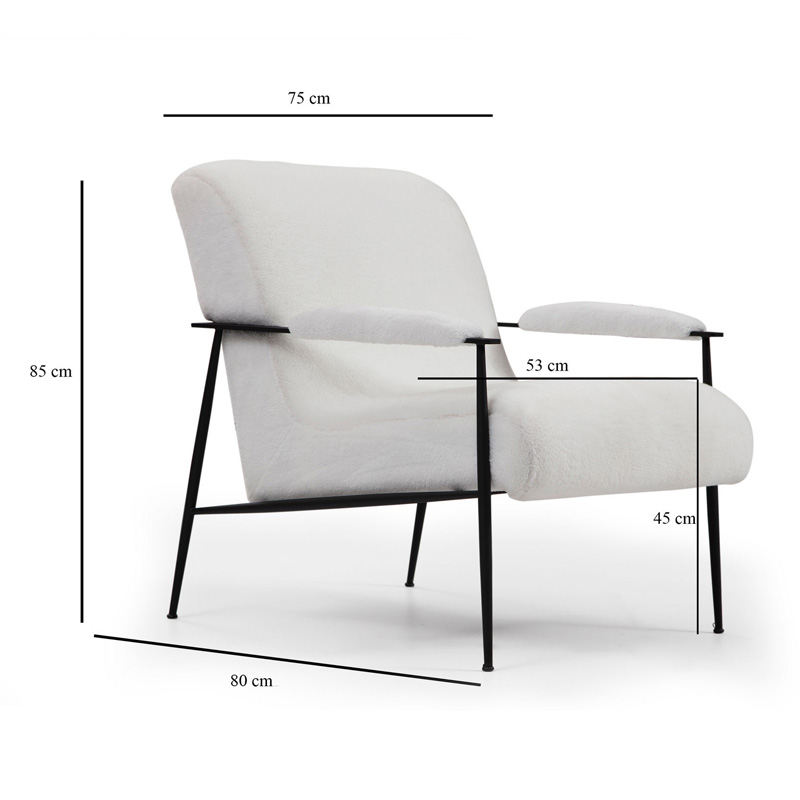 Πολυθρόνα PWF-0578 ύφασμα λευκό 75x80x85εκ - Image 6