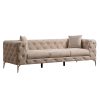 Καναπές 3θέσιος PWF-0579 pakoworld τύπου Chesterfield ύφασμα εκρού 237x90x73εκ 071-001351