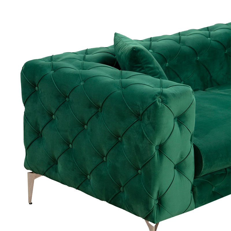 Καναπές 3θέσιος PWF-0579 τύπου Chesterfield ύφασμα πράσινο 237x90x73εκ - Image 3