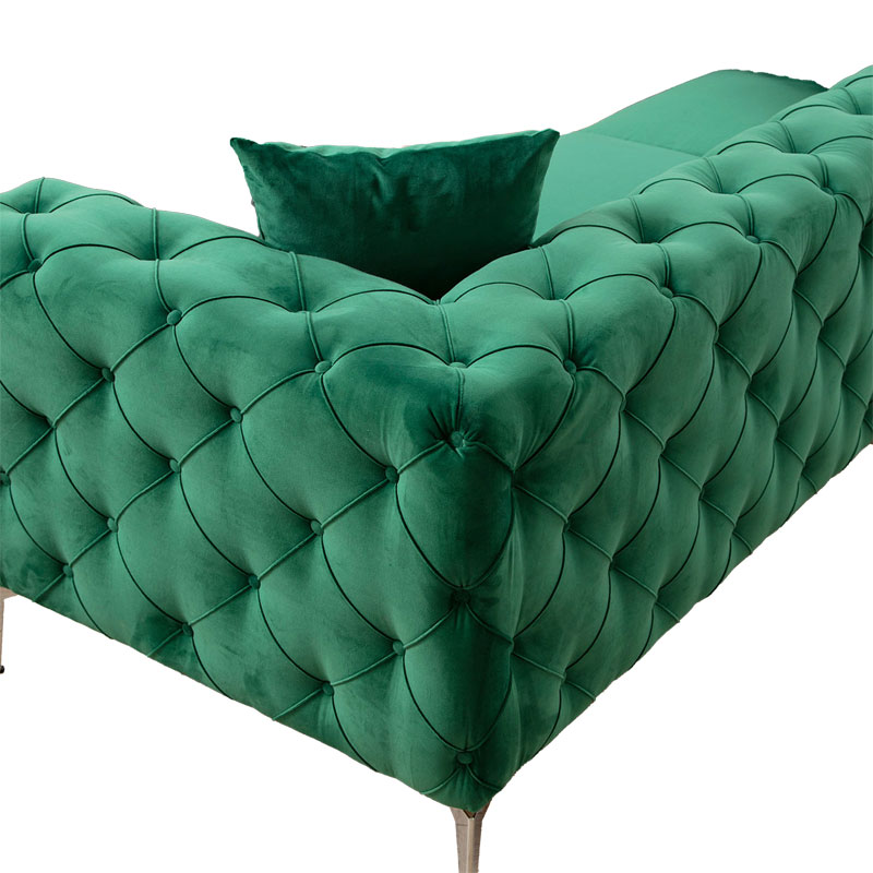Καναπές 3θέσιος PWF-0579 τύπου Chesterfield ύφασμα πράσινο 237x90x73εκ - Image 4