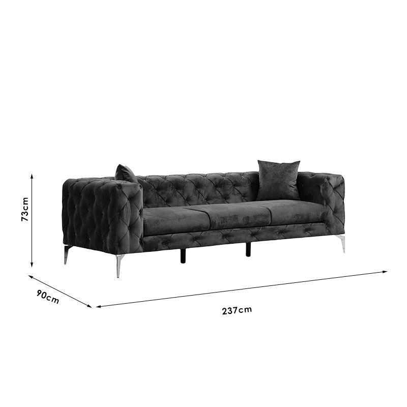Καναπές 3θέσιος PWF-0579 τύπου Chesterfield ύφασμα πράσινο 237x90x73εκ - Image 6